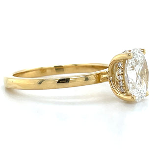 Millie - 18ct Yellow Gold 1.64ct Laboratory Grown Oval Solitaire Engagement Ring With Hidden Halo