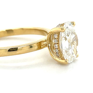 Millie - 18ct Yellow Gold 1.64ct Laboratory Grown Oval Solitaire Engagement Ring With Hidden Halo