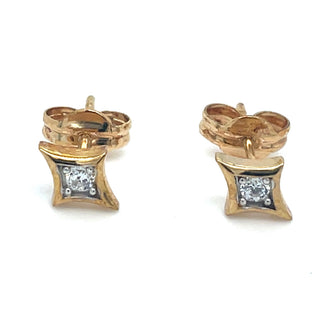 9ct Yellow Gold North Star and Round Cz Earrings
