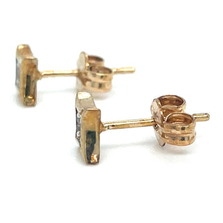 9ct Yellow Gold North Star and Round Cz Earrings