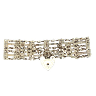 Vintage 9ct Yellow Gold Intricate Gate Heart Locket Bracelet