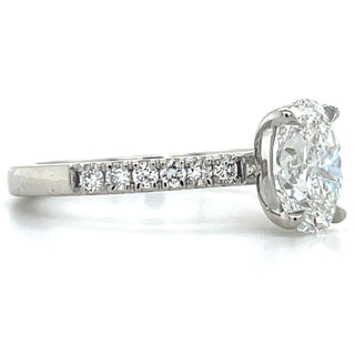 Adeline - Platinum Laboratory Grown 1.60ct Oval Solitaire Engagement Ring With Castle Set Shoulders