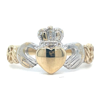 Vintage 9ct Two Tone Gold Ladies Claddagh Ring