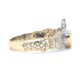 Vintage 9ct Two Tone Gold Ladies Claddagh Ring