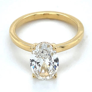 Millie - 18ct Yellow Gold 2.16ct Laboratory Grown Oval Solitaire Engagement Ring With Hidden Halo