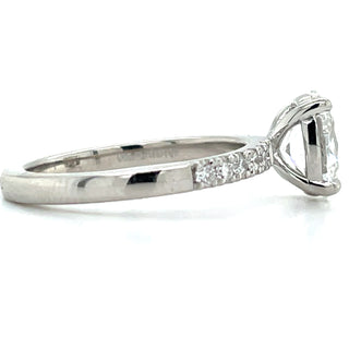 Adeline - Platinum Laboratory Grown 1.60ct Oval Solitaire Engagement Ring With Castle Set Shoulders