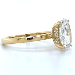 Millie - 18ct Yellow Gold 2.16ct Laboratory Grown Oval Solitaire Engagement Ring With Hidden Halo