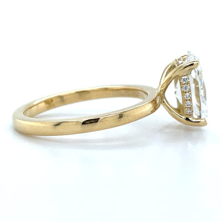 Millie - 18ct Yellow Gold 2.16ct Laboratory Grown Oval Solitaire Engagement Ring With Hidden Halo