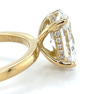 Millie - 18ct Yellow Gold 2.16ct Laboratory Grown Oval Solitaire Engagement Ring With Hidden Halo