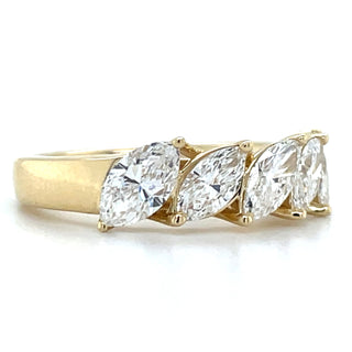 14ct Yellow Gold 1.53ct Laboratory Grown Fallen Marquise Diamond Eternity Ring