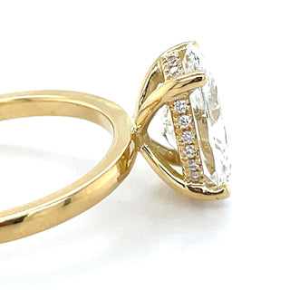 Millie - 18ct Yellow Gold 2.66ct Laboratory Grown Oval Solitaire Engagement Ring With Hidden Halo