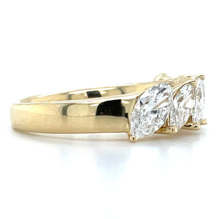 14ct Yellow Gold 1.53ct Laboratory Grown Fallen Marquise Diamond Eternity Ring