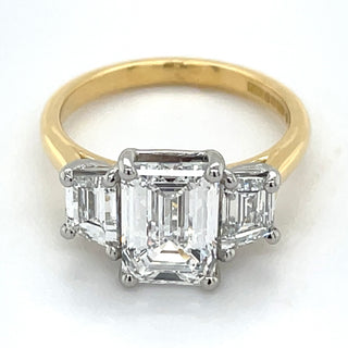 Madison - 18ct Yellow Gold 3.56ct Laboratory Grown Three Stone Emerald Cut Diamond Engagement Ring