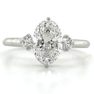 Amara - 14ct White Gold 1.42ct Oval And Round Trilogy Laboratory Grown Diamond Engagement Ring