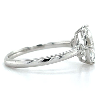 Amara - 14ct White Gold 1.40ct Oval And Round Trilogy Laboratory Grown Diamond Engagement Ring