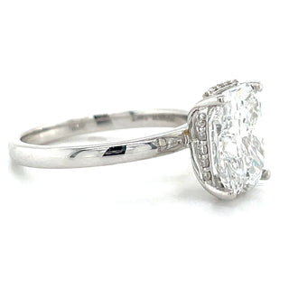 Grace - 14ct White Gold 2.65ct Laboratory Grown Elongated Cushion Cut Diamond Engagement Ring With Hidden Halo