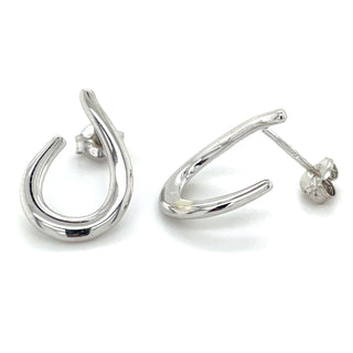 9ct White Gold Plain Curve Stud Earrings