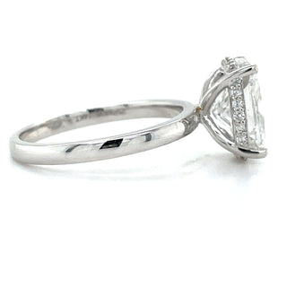 Grace - 14ct White Gold 2.65ct Laboratory Grown Elongated Cushion Cut Diamond Engagement Ring With Hidden Halo