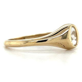 9ct Yellow Gold Rubover Earth Grown White Topaz Ring