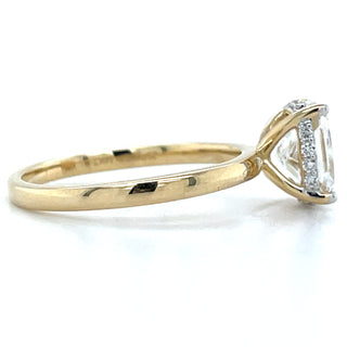 Grace - 14ct Yellow Gold 1.62ct Laboratory Grown Elongated Cushion Cut Diamond Engagement Ring With Hidden Halo
