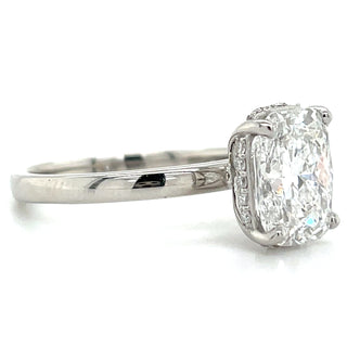 Grace - Platinum 2.13 / 2.14ct Laboratory Grown Elongated Cushion Cut Diamond Engagement Ring With Hidden Halo
