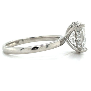 Grace - Platinum 2.59ct Laboratory Grown Elongated Cushion Cut Diamond Engagement Ring With Hidden Halo