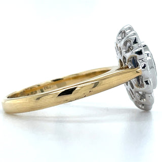 18ct Yellow Gold 0.77ct Sapphire & 0.74ct Diamond Halo Ring