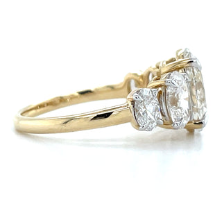 Madeline - 14ct Yellow Oval Laboratory Grown 3.58ct Diamond Tapered Five Stone Ring