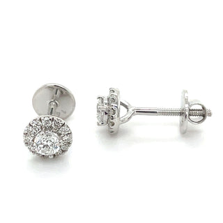 14ct White Gold Laboratory Grown 0.46-0.49ct Diamond Halo Earrings