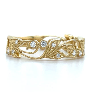 18ct Yellow Gold Earth Grown 0.18ct Ornate Diamond Ring
