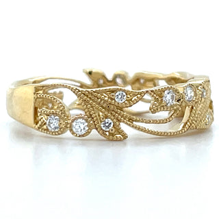 18ct Yellow Gold Earth Grown 0.18ct Ornate Diamond Ring