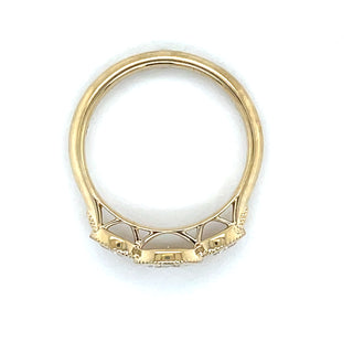9ct Yellow Gold Oval with Pear Side Stones Milgrain Edge 0.44ct Laboratory Grown Diamond RIng