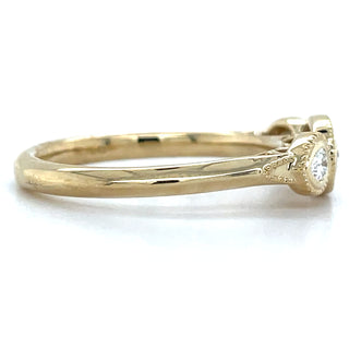 9ct Yellow Gold Oval with Pear Side Stones Milgrain Edge 0.44ct Laboratory Grown Diamond RIng