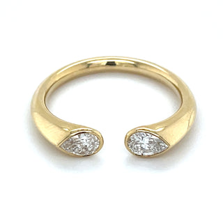 9ct Yellow Gold Bezel Set Pear 0.41ct Laboratory Grown Diamond Open Ring