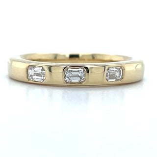 9ct Yellow Gold Gypsy Bezel Set Emerald Cut 0.34ct Laboratory Grown Diamond Ring