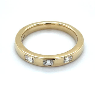 9ct Yellow Gold Gypsy Bezel Set Emerald Cut 0.34ct Laboratory Grown Diamond Ring