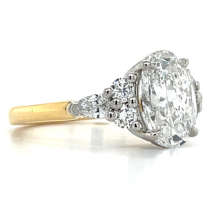 Eden - 18ct Yellow Gold 2.55ct Laboratory Grown Oval Diamond Engagement Ring With Side Stones