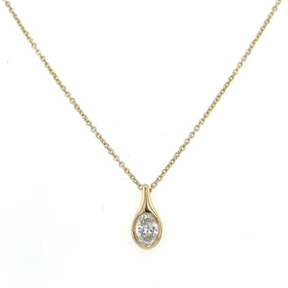9ct Yellow Gold Bezel Set Laboratory Grown 0.31ct Diamond Teardrop Pendant Necklace