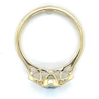 9ct Yellow Gold Milgrain Edge Earth Grown 0.80ct Blue Topaz & 0.10ct Diamond Ring