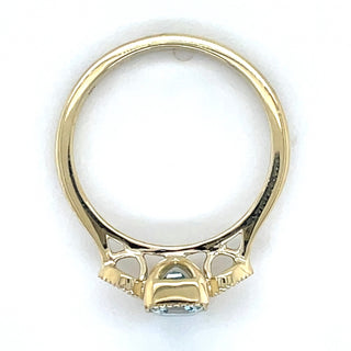 9ct Yellow Gold Milgrain Edge Earth Grown 1.26ct Blue Topaz & 0.10ct Diamond Ring