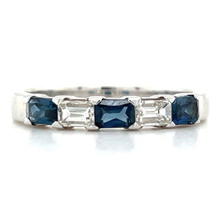 9ct White Gold Diamond And Sapphire Ring