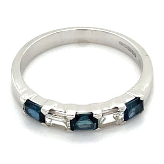9ct White Gold Diamond And Sapphire Ring