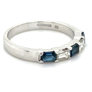 9ct White Gold Diamond And Sapphire Ring