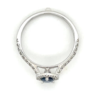 9ct White Gold Earth Grown Pear Cut 0.50ct Navy Sapphire And 0.27ct Diamond Ring