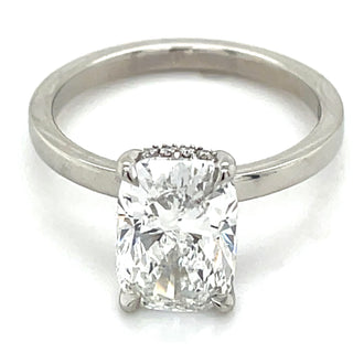 Aoibhinn - Platinum 2.73ct Laboratory Grown Elongated Cushion Cut Diamond Engagement Ring With Hidden Halo