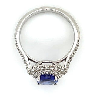 18ct White Gold Earth Grown Tanzanite And Diamond Double Halo