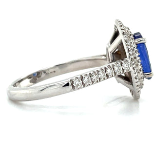 18ct White Gold Earth Grown Tanzanite And Diamond Double Halo