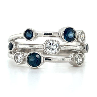 18ct White Gold Scattered Earth Grown Sapphire & Diamond Ring