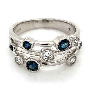 18ct White Gold Scattered Earth Grown Sapphire & Diamond Ring