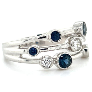 18ct White Gold Scattered Earth Grown Sapphire & Diamond Ring
